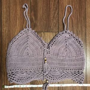 Crochet Halter Crop Top Handmade Beach Bikini